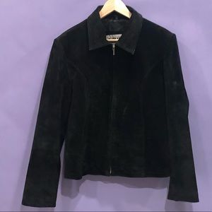 Tuskany Black Suede Leather Collar Western Jacket